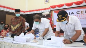 Bupati Karimun Aunur Rafiq saat vidcon dengan BPK Perwakilan Kepulauan Riau