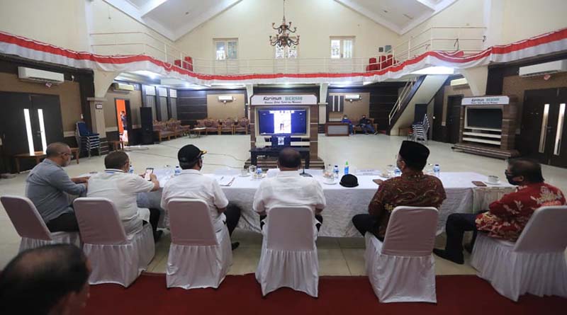 Suasana video conference dengan BPK Perwakilan Provinsi Kepri. (foto: Humas Pemkab Karimun)