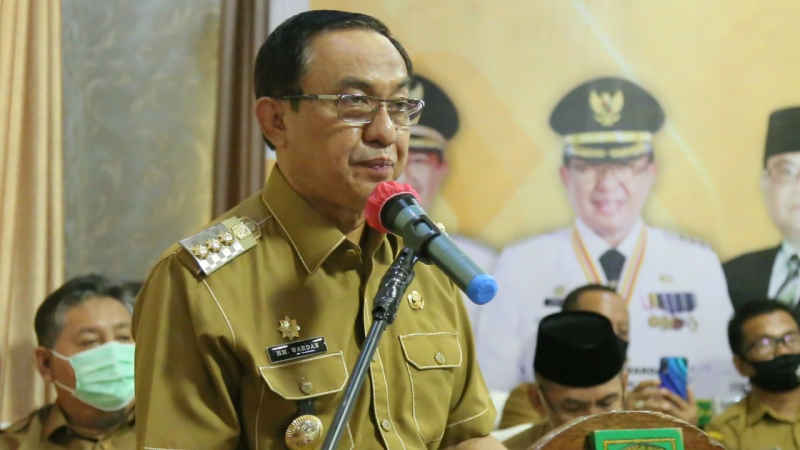 Pemkab Inhil Sosialisasi Peraturan Mendagri No 64 Tahun 2020 Secara Virtual. (Foto: Dok. Humas Pemkab Inhil)