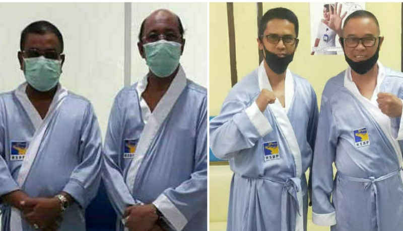 Dua paslon Pilkada Karimun tes kesehatan di Batam. Pasangan calon Aunur Rafiq-Anwar Hasyim dan Ing Iskandarsyah-Anwar Abubakar. (Foto: Istimewa)