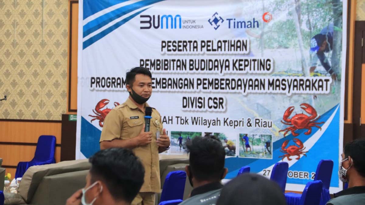 Pelatihan pembibitan budidaya kepiting yang digelar PT Timah untuk kelompok nelayan Kundur Barat, Kabupaten Karimun.