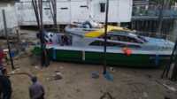 Kapal ambulance laut Baznas Karimun meledak. (foto: yra)