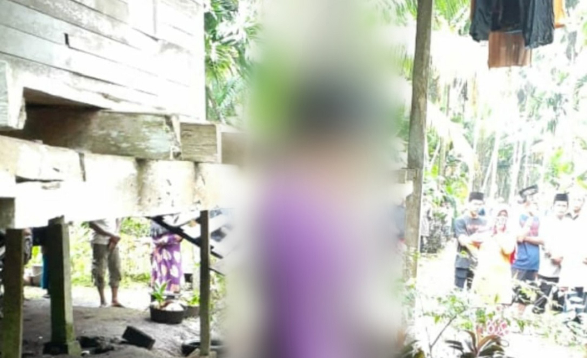 Gegerm Ibu dua anak ditemukan gantung diri di Desa Pulau Kecil, Inhil.