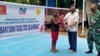 Penyerahan bantuan berupa lapangan badminton sebagai wujud dukungan PJB Services PLTU Tembilahan terhadap program Pemkab Inhil menuju Kota Layak Anak.