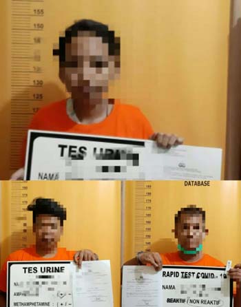 Pasutri siri dan rekannya ditangkap Polsek Kemuning saat pesta sabu.