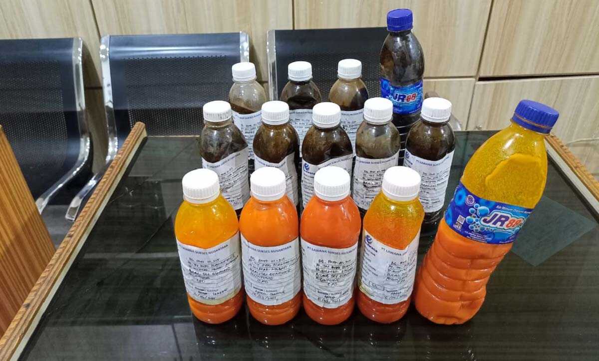 Hasil uji sampel CPO PT THIP Pelangiran Sampel CPO dan POME yang menjadi objek sengketa Poktan SUM dengan PT THIP yang diuji di laboratorium.