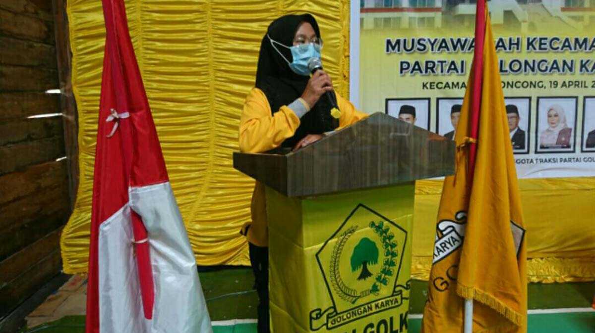 Sussy Mardiani, Ketua PK Partai Golkar Concong terpilih secara aklamasi dalam Muscam, Senin (19/4/2021).