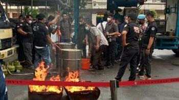 Pemusnahan barang bukti narkoba Polda Sumut.