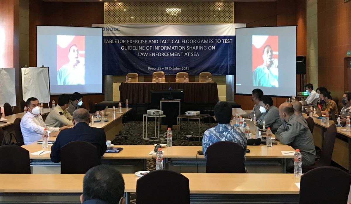 Kemenko Marves dan UNODC menggelar uji coba berbagi data dan informasi dalam rangka penegakan hukum laut. (foto: istimewa)
