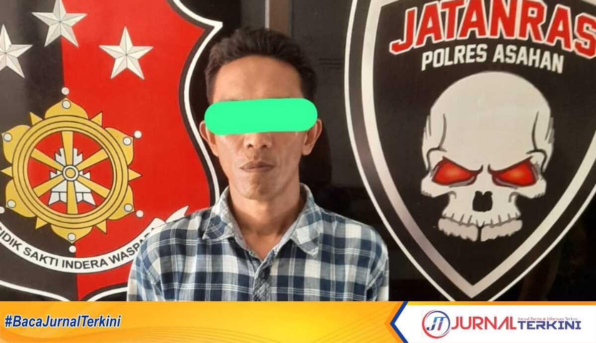 Pencuri tabung gas terekam CCTV Tersangka ZP alias Zu setelah diamankan di Mapolres Asahan, Rabu (22/2/2023). (JurnalTerkini.id/rizki)