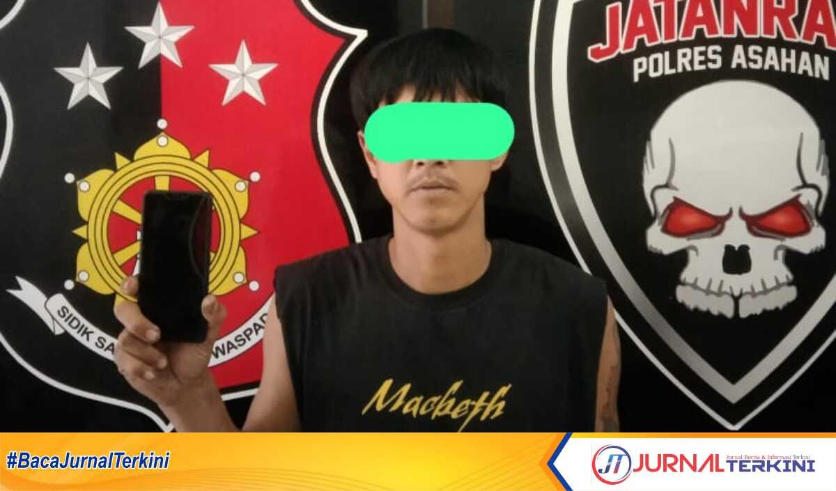 dpo pencurian hp di Asahan MIA alias As, tersangka kasus pencurian yang sempat buron setelah diamankan polisi, Kamis (23/2/2033). (JurnalTerkini.id/rizki)