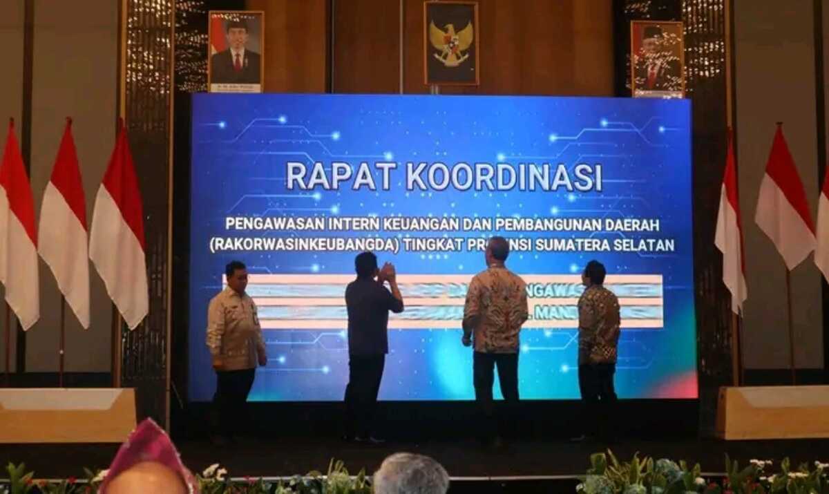 rakor wasinkeubangda sumsel Rakor Pengawasan Intern Keuangan dan Pembangunan Daerah (Wasinkeubangda) tingkat Provinsi Sumatera Selatan di Hotel Santika Premiere, Palembang, Rabu (1/2/2023). (Jurnal/abk)