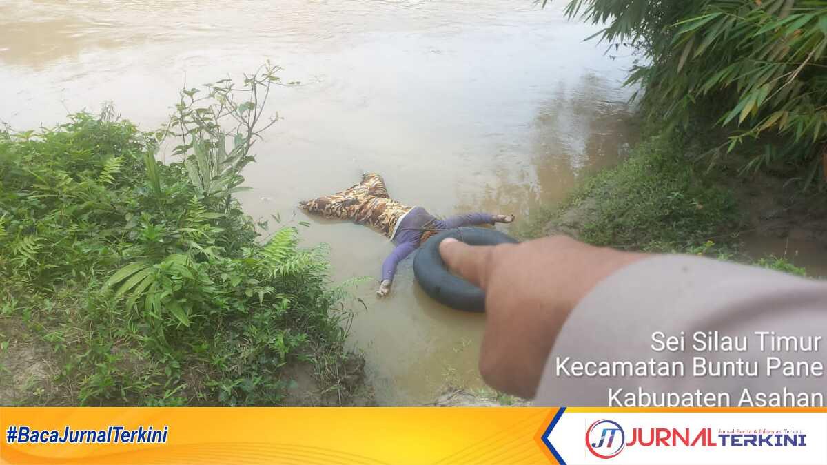 Wanita dengan gangguan jiwa ditemukan mengapung di Sungai Silau, Kecamatan Buntu Pane, Kabupaten Asahan, Sumatera Utara, Minggu (5/2/2023). (JurnalTerkini.id/rizki)