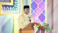 Bupati Karimun Aunur Rafiq memberikan sambutan dalam acara penutupan STQH X Provinsi Kepri di Coastal Area, Tanjung Balai Karimun, Minggu (14/5/2023). (Dok.Diskominfo Karimun)