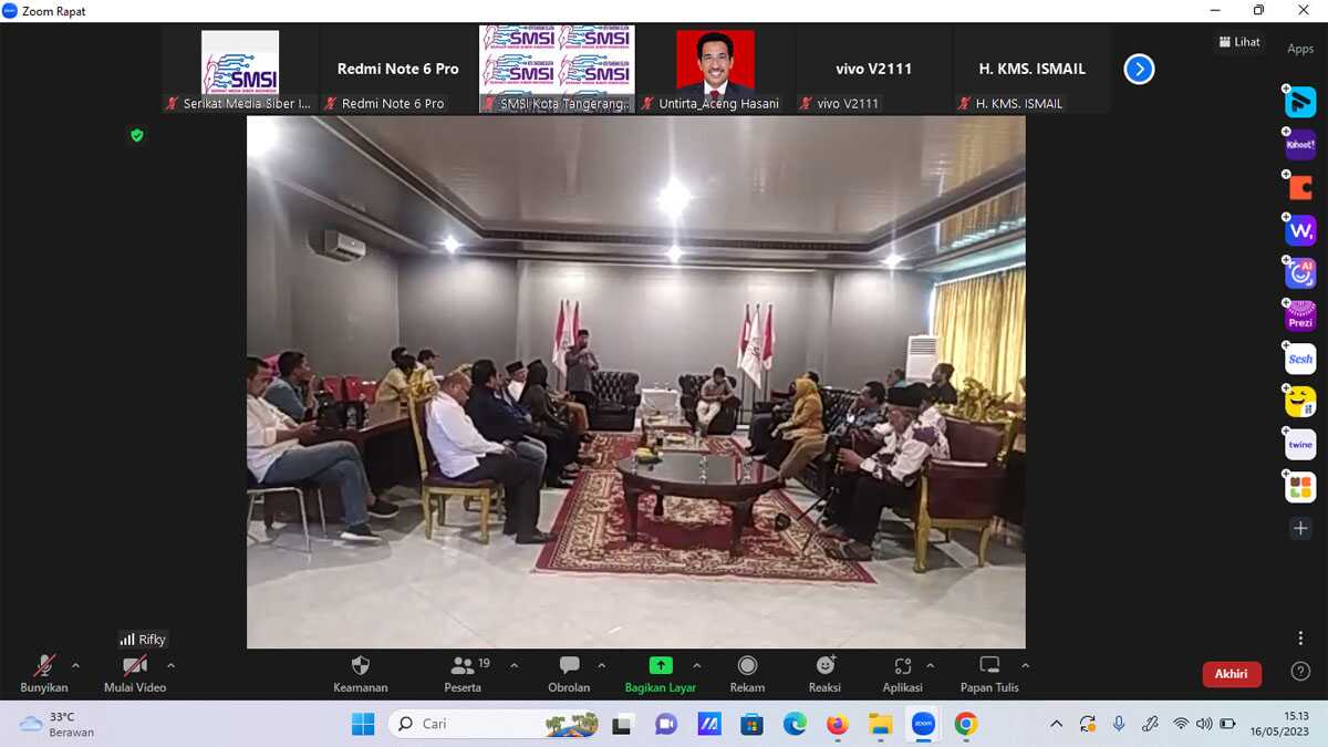 Tangkap layar diskui bulan Pokja Konstituen Dewan Pers di Banten dan Forum Pemred Banten di Journalist Boarding School, Cilegon, Selasa (16/5/2023) dengan tema “menakar kepantasan profil dan rekam jejak calon Rektor Untirta”. (siberindo)