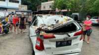 IMG-20230627-WA0012 Mobil Toyota Calya BP 1280 YC rusak berat ditimpa pohon tumbang akibat hujan deras, Selasa (27/6/2023). (JurnalTerkini.id/Yogi)