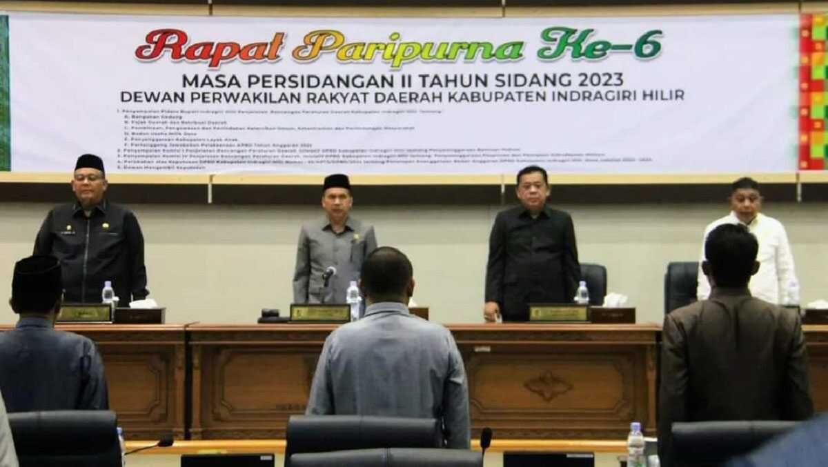 rapat paripurna dprd inhil DPRD Indragiri Hilir ( Inhil) menggelar rapat paripurna ke-6 masa persidangan II tahun sidang 2023, di ruang rapat paripurna DPRD Inhil, Senin, (26/6/2023). (JurnalTerkini.id/abdullah)
