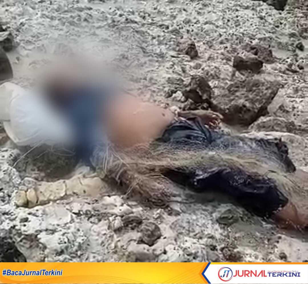 Sesosok mayat pria ditemukan meninggal dunia di pesisir Pantai Pongkar, Desa Pongkar, Kecamatan Tebing, Kabupaten Karimun, Kepulauan Riau, Rabu (16/8/2023). (Dokumentasi pribadi)