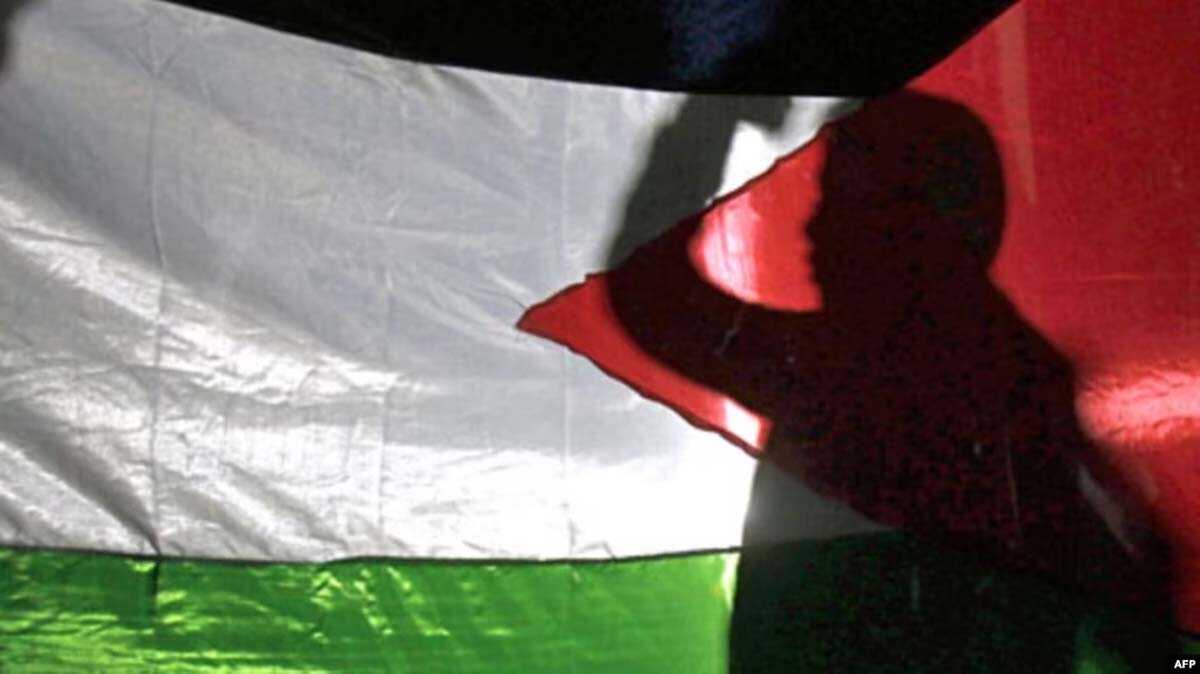 palestina Seorang anak laki-laki mengibarkan bendera Palestina saat unjuk rasa di luar kantor PBB di Amman. (Foto: AFP)