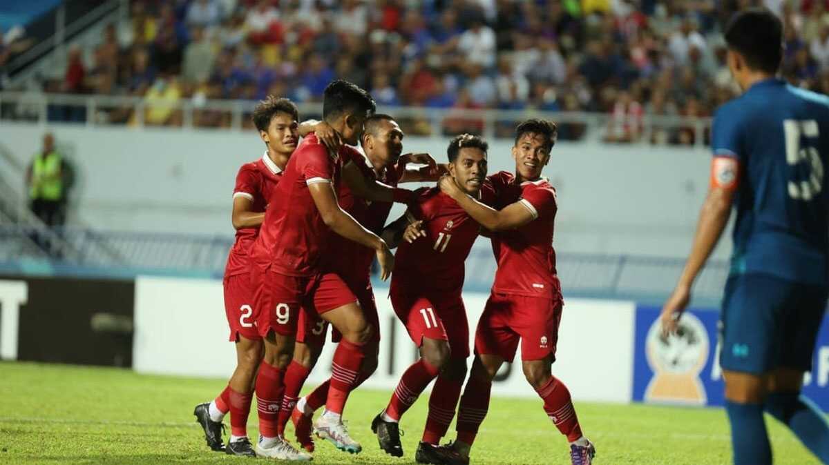 Timnas Indonesia U-23 merayakan kemenangan gemuk atas China Taipei. (siberindo.co)