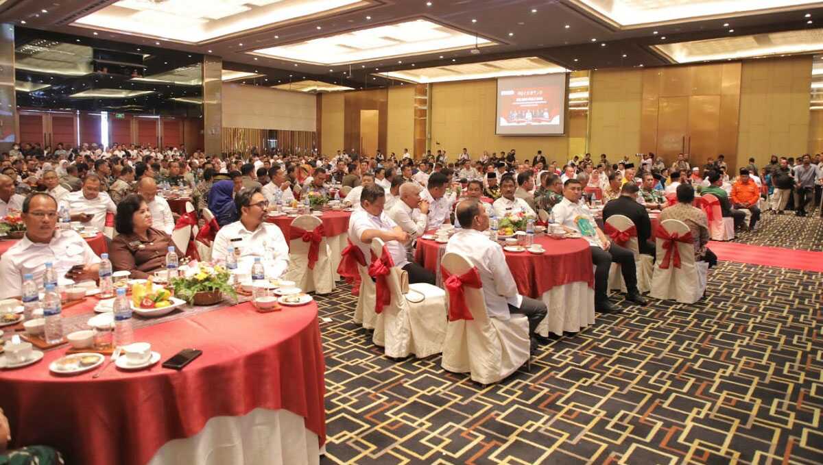 Acara deklarasi pemilu damai serta penandatanganan kesepakatan pendanaan bersama Pilkada Serentak 2024, di Ballroom, Hotel Grand Mercure, Jalan Sutomo, Medan, Rabu (27/9/2023). (Dok. Diskominfo Asahan)