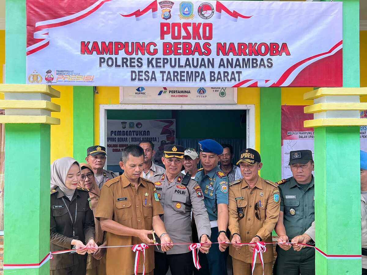 Pencanangan Kampung Bebas Narkoba oleh Polres Kepulauan Anambas di Desa Tarempa Barat, Kecamatan Siantan beberapa waktu lalu. (Dok. Humas Polres Anambas)