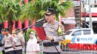 polres karimun upacara haornas Kapolres Karimun AKBP Ryky W Muharram memimpin upacara Hari Olahraga Nasional (Haornas) ke-40 di Mapolres Karimun,Sabtu (9/9/2023). (Dok. Humas Polres Karimun)