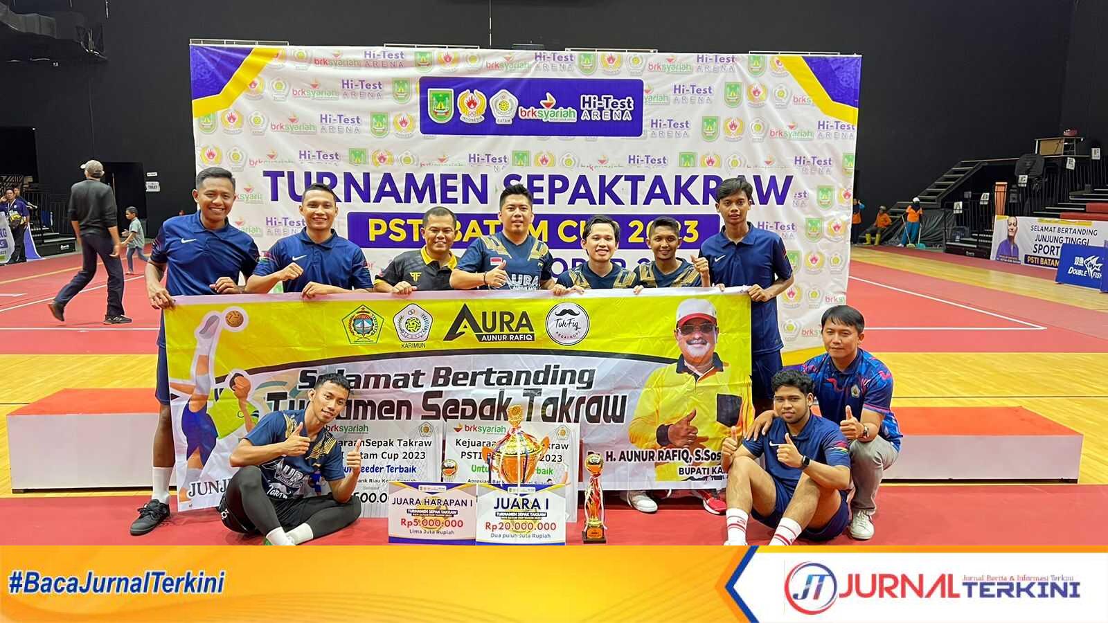 IMG-20231007-WA0045 Tim sepak takraw Aura Karimun kembali menorehkan prestasi di kejuaraan bergengsi ejuaraan Persatuan Sepak Takraw Indonesia (PSTI) Kota Batam Cup I yang digelar di GOR Hi-Test Arena Batam Center, Minggu (9/10/2023). (Dokumentasi pribadi)