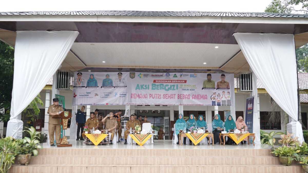 gerakan aksi bergizi Asahan Dinas Kesehatan Kabupaten Asahan menggelar Gerakan Aksi Bergizi di Sekolah SMA Negeri 4 Kisaran, Kecamatan Kota Kisaran Barat, Selasa (17/10/2023). (Dok Diskominfo Asahan)