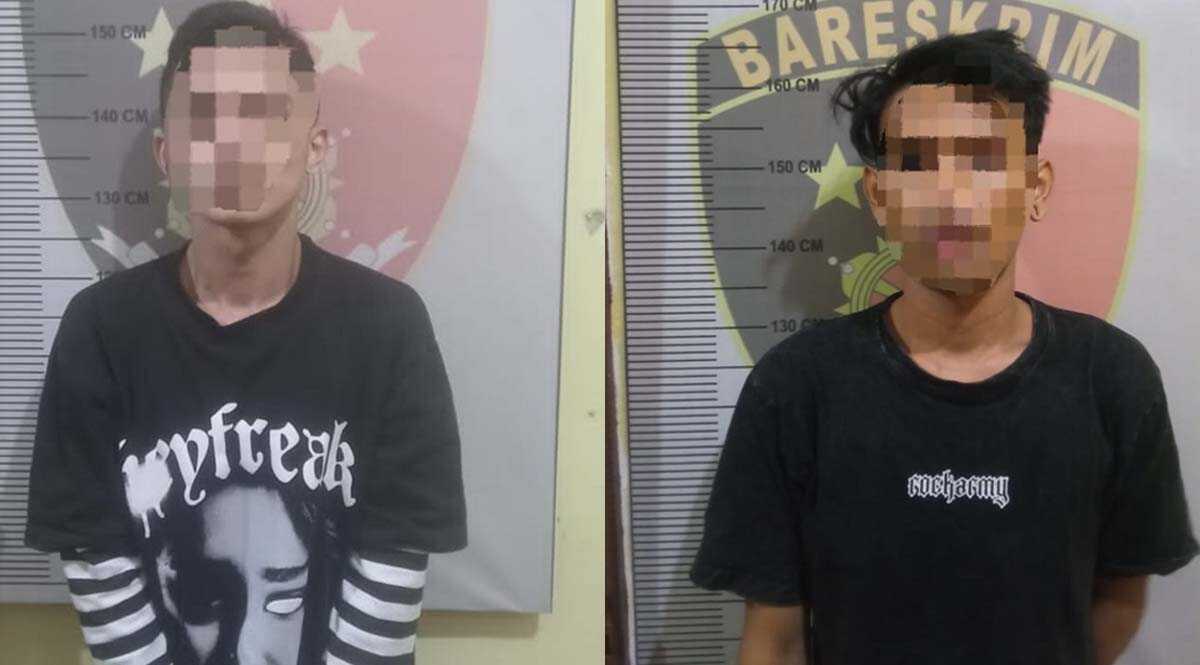 tersangka narkoba di tebing karimun No dan EA, dua tersangka kasus sabu-sabu yang ditangkap Unit Reskrim Polsek Tebing di lokasi dan tempat berbeda. (dok Humas Polres Karimun)