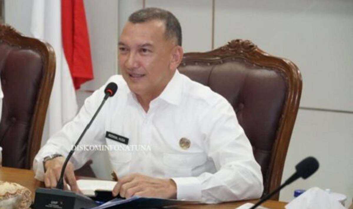 Kemenkopolhukam ke natuna Wakil Bupati Natuna, Rodhial Huda saat menyampaikan kondisi jaringan telekomunikas di rapat Audiensi dengan Tim Kementerian Koordinator Bidang Politik, Hukum dan HAM (Kemenkopolhukam) RI. (foto : diskominfona)