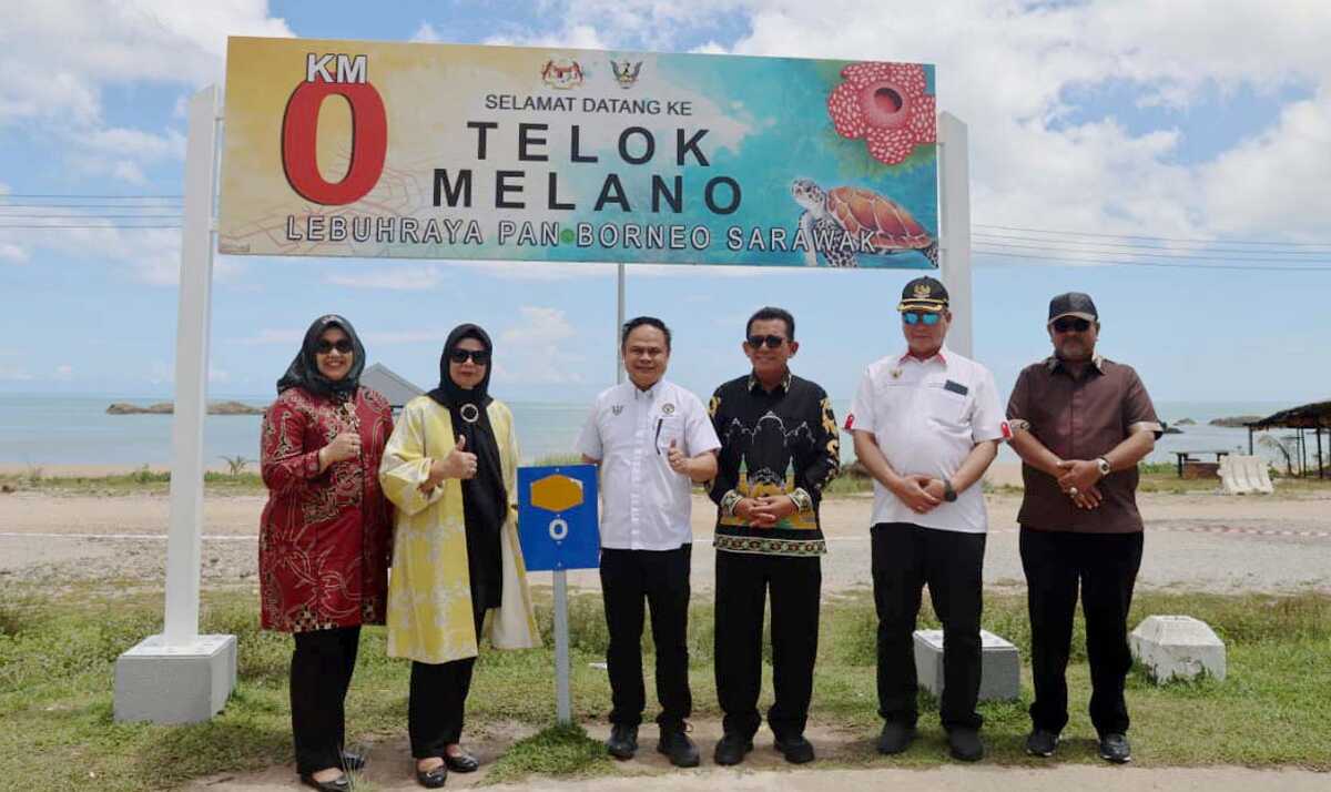 gubernur kepri dan bupati karimun ke sarawak Gubernur Kepri Ansar Ahmad (3 kanan) dan Bupati Karimun Aunur Rafiq (kanan) meninjau km 0 (nol) perbatasan Telok Melano, Lundu, Sarawak, Malaysia, Rabu (8/11/2023). (Dok Diskominfo Kepri)