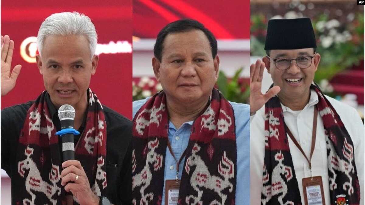 FILE - Foto kombinasi tiga bawapres, dari kiri: Ganjar Pranowo, Prabowo Subianto, Anies Baswedan.
