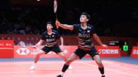 fikri-bagas-1 Fikri/Bagas saat melawan Kang Min Hyuk/Seo Seung Jae di turnamen tutup, BWF World Tour Finals 2023 di Hangzhou, Tiongkok, Kamis (14/12/2023).. (pbsi.id)
