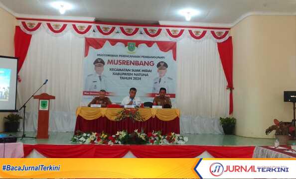 Bupati Natuna, Wan Siswandi saat memberikan kata sambutan di Acara Musrenbangcam di Pulau Midai, Senin (29/1/2024). (foto : Diskominfo Natuna)
