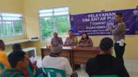 Simantap Satlantas Polres Karimun Satlantas Polres Karimun sosialisasi layanan SIM Antar Pulau atau Simantap di Mapolsek Buru, Kamis (4/1/2024). (Dok Humas Polres Karimun)
