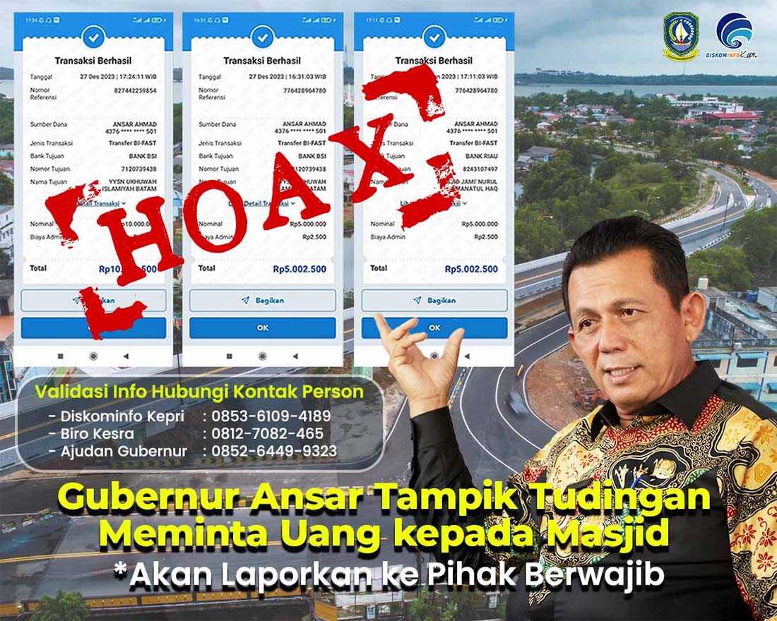 gubernur ansar bantah minta uang ke masjid Bukti Screenshot Penipuan mengatasnamakan Gubernur Kepulauan Riau, Ansar Ahmad. (dok Diskominfo Kepri)