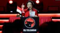 megawati di hut pdip ke-51 Ketua Umum Partai Demokrasi Perjuangan (PDI-P) Megawati Sukarnoputri saat berpidato dalam rakernas PDIP di Jakarta, 29 September 2023. (Foto: Willy Kurniawan/Reuters)