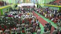 Perayaan Natal Oikumene TNI-Polri, ASN dan gereja se-Kabupaten Karimun di GOR Badang Perkasa, Karimun, Sabtu (6/1/2024). (JurnalTerkini.id/jansen)