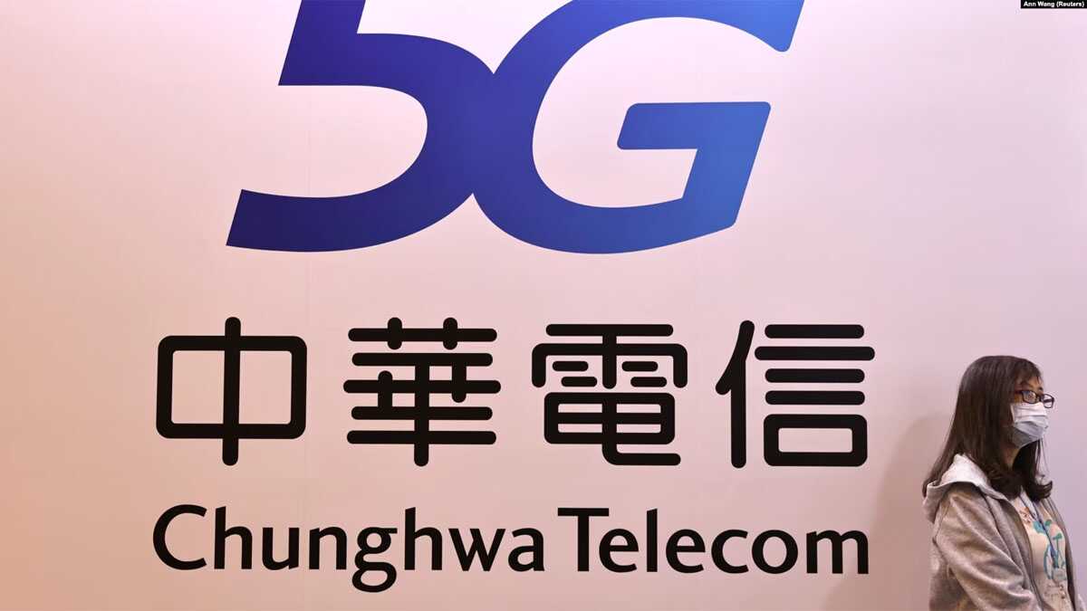 chunghwa telecom Logo Chunghwa Telecom pada Konferensi Komunikasi Global IEEE di Taipei. Taiwan, 9 Desember 2020. (Foto: REUTERS/Ann Wang)