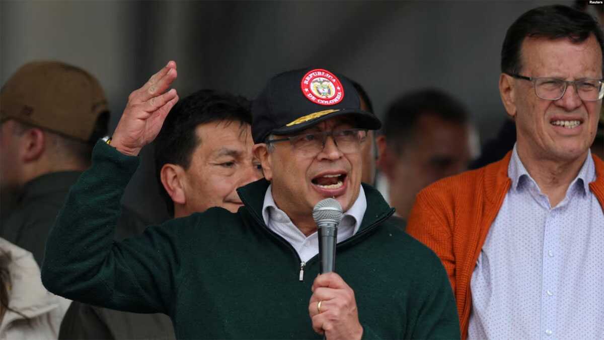 Presiden Kolombia Gustavo Petro berbicara di Bogota, pada 1 Mei 2024. (Foto: Reuters/Luisa Gonzalez)