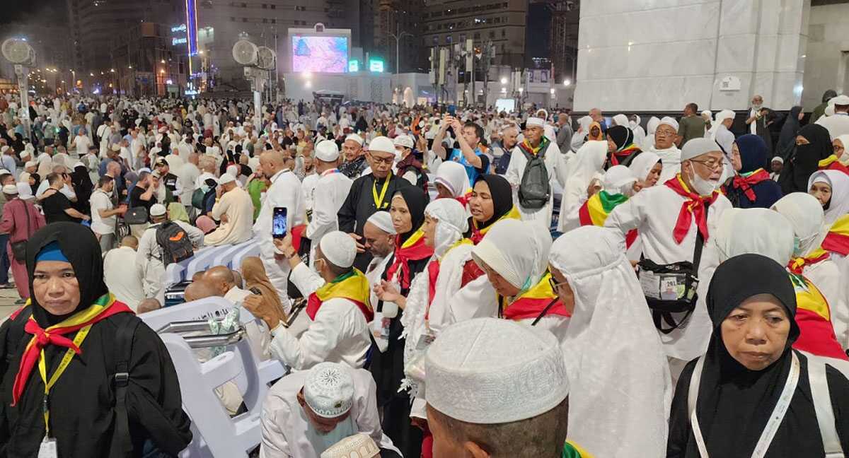 Jemaah haji Karimun selesai menunaikan ibadah dan dijadwalkan pulang ke Karimun pada Senin (26/6/2024). (foto: Kakemenag Karimun)