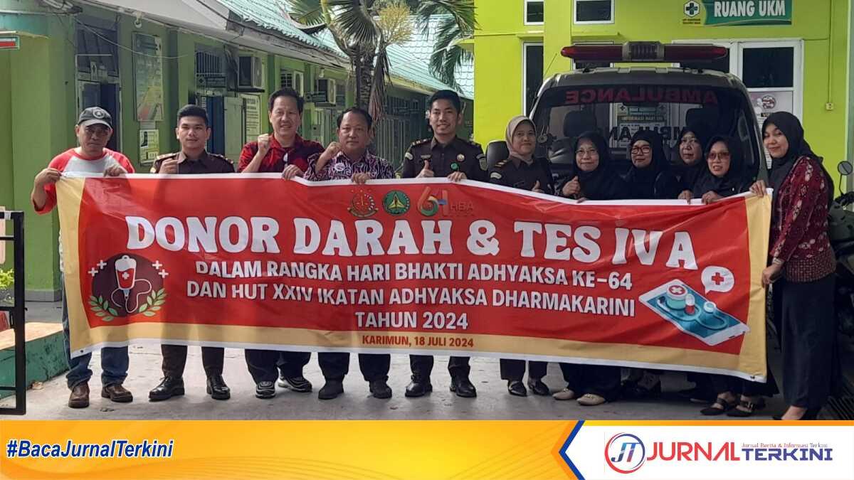 Donor darah dan Tes IVA Hari Bhakti Adhyaksa ke-64 serta HUT Ikatan Adhyaksa Dharmakarini ke-24 2024 di gedung Aula Kejaksaan Negeri Karimun, Kamis (18/07/2024). (JurnalTerkini.id/jansen)