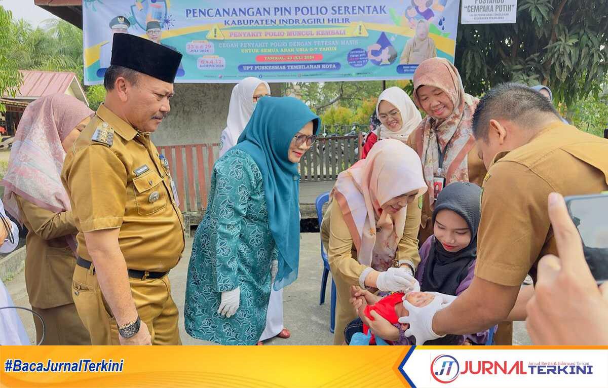UPT Puskesmas Tembilahan kota menggelar pencanangan Pin Polio serentak pada putaran pertama 23 Juli 2024 di Pustu (Puskesmas Pembantu) Jalan Pekan Arba, Kelurahan Pekan Arba Tembilahan. (jurnalterkini.id/abdullah)