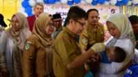 PIN Polio serentak di Kabupaten Inhil yang dipusatkan di UPT Puskesmas Kota baru Kecamatan Keritang pada Selasa (23/07/2024). (JurnalTerkini.id/Abdullah)