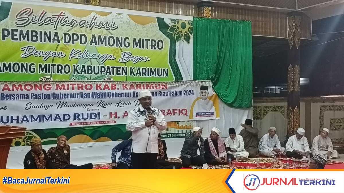 Aunur Rafiq Silaturahmi among Mitro Calon Wakil Gubernur Kepulauan Riau (Kepri) bersilaturahmi sekaligus melaksanakan peringatan maulid Nabi Muhammad SAW 1446 Hijriah/2024 Masehi bersama pembina keluarga besar Among Mitro Kabupaten Karimun di Pendopo Among Mitro, Jumat (27/9/2024). (JurnalTerkini.id/edy kencana)