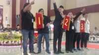nomor urut calon walikota tegal Ketiga Pasangan Calon Walikota dan Wakil Walikota Tegal usai pengambilan nomor urut, Di Gedung Hanggawana Komplek Samsat, Senin 23/04/2024. (Foto: JurnalTerkini.id/Supriyadi)
