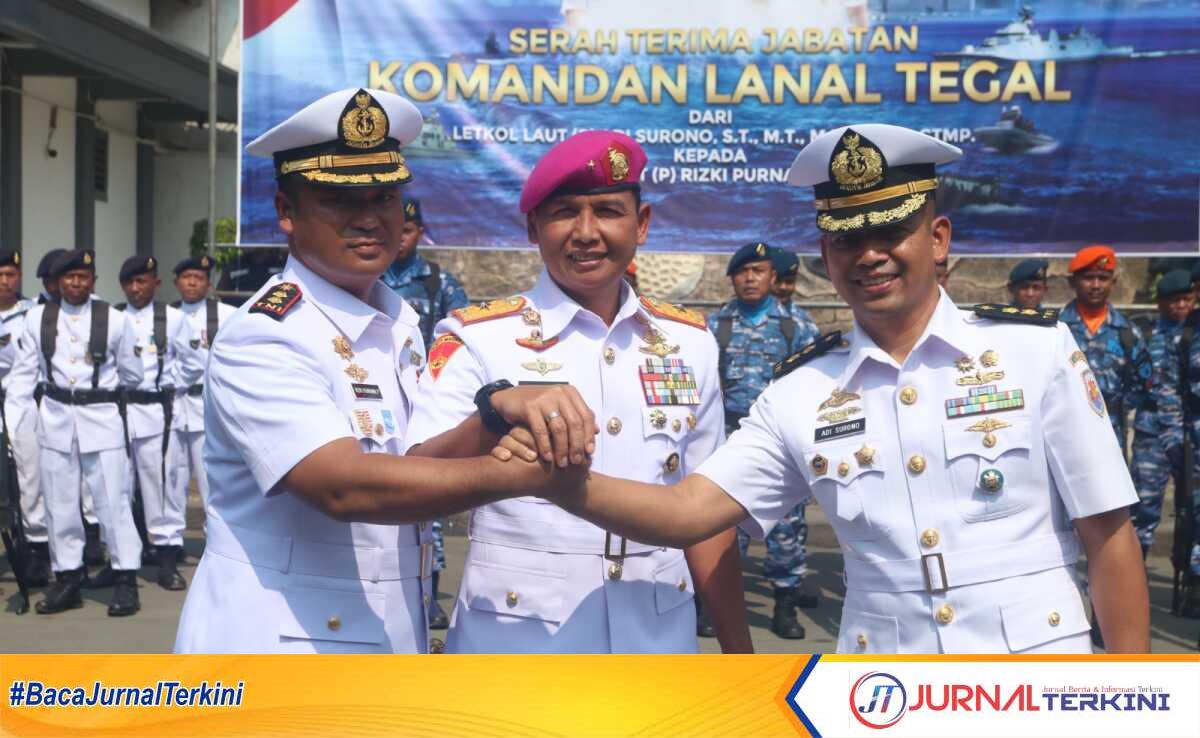 Brigjen. Joni Sulistiawan, Letkol. Adi Surono, Letkol. Rizki Purnama Putra, Saat Setah terima Jabatan di Markas Lanal Kota Tegal, Jumat 27/09/2024 (Foto: Humas Pemkot Tegal)