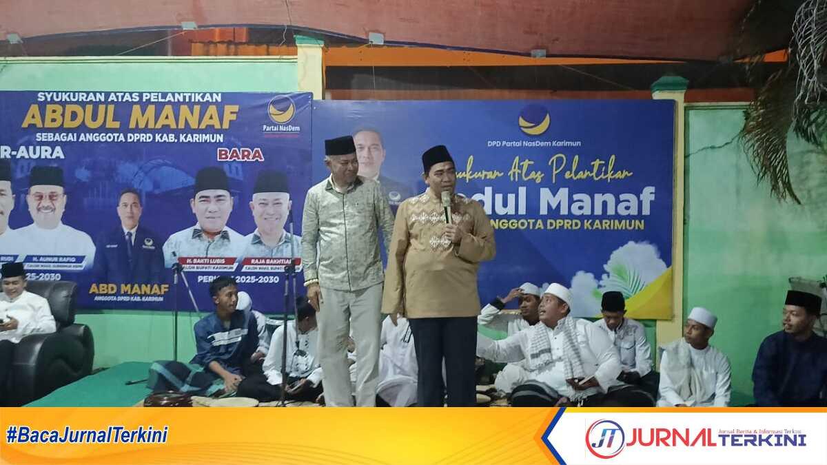 Pasangan calon Bupati dan Wakil Bupati Karimun, Bakti Lubis-Raja Bakhtiar memberikan sambutan. (JurnalTerkini.id/edy kencana)