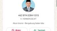 IMG-20241010-WA0051 Screenshot tampilan WhatsApp profil mencatut nama Haji Herman, Kamis (10/10/2024).